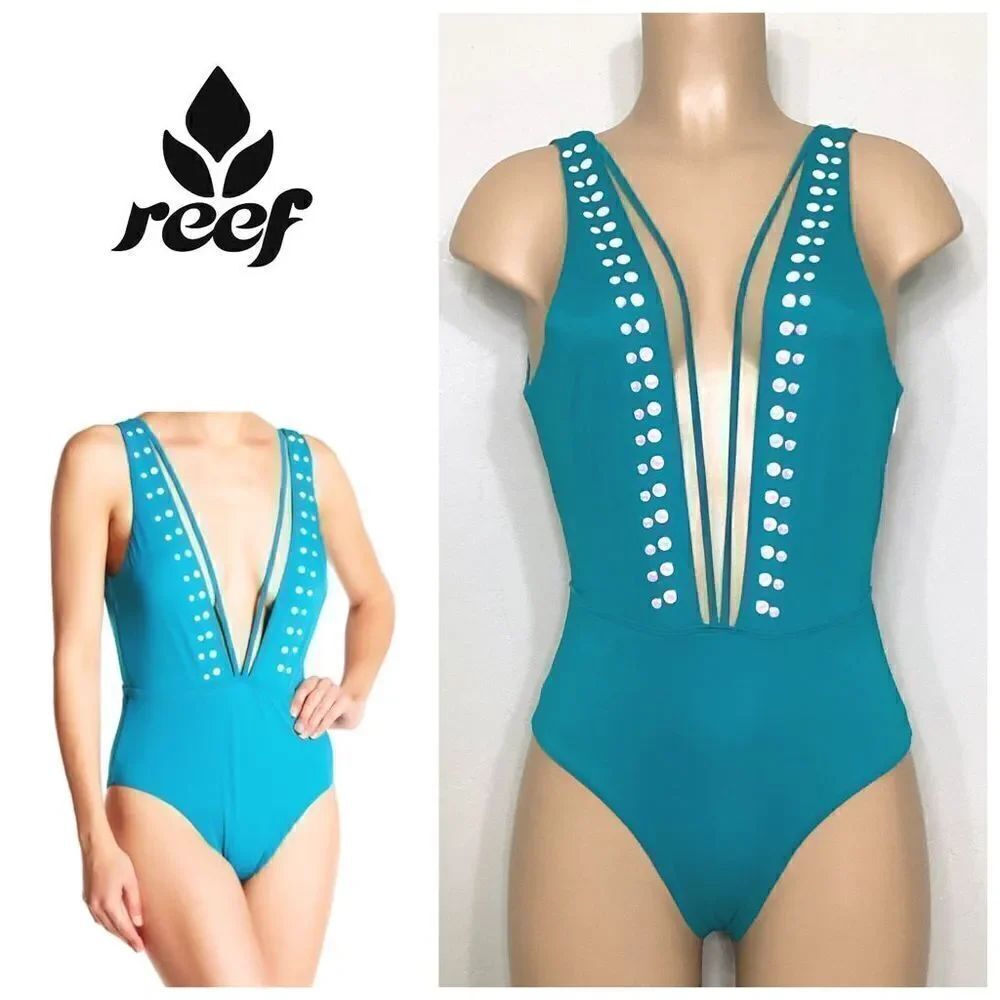 New. Reef turquoise plunge swimsuit